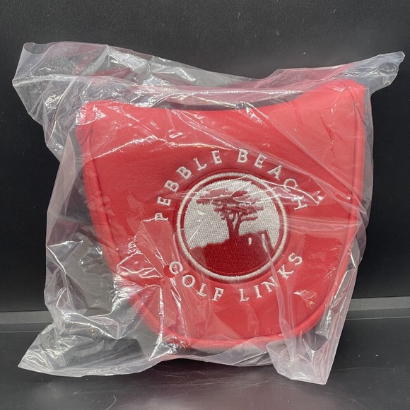 Pebble Beach Golf Links Mallet Putter Golf Head Cover Red White NEW - Picture 5 of 5